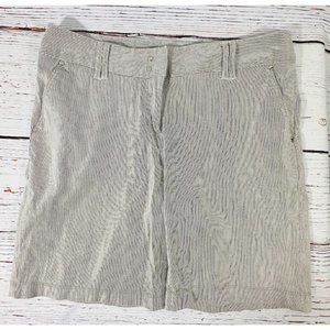 Grace Elements Bermuda Shorts Size 14 Tan White Stripes Cotton Nautical Pockets